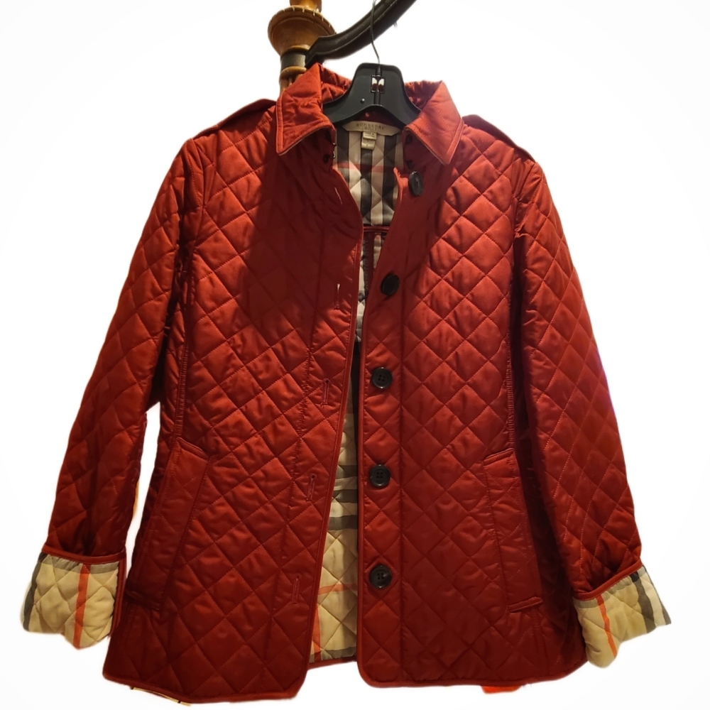 Authentic Burberry Quilted Jacket, Size S P, like new.